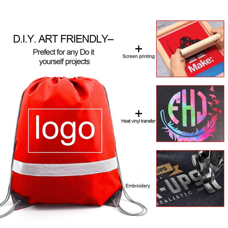 BeeGreen 30 Pieces Red Drawstring Bags Bulk String Backpacks, Cinch Sacks for Gym Sport Trip, Reflective Strips DIY for Women and Men - Image 2